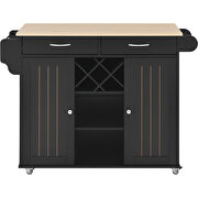 Kitchen island cart with two storage cabinets in black by La Spezia additional picture 2
