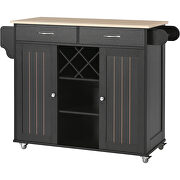 Kitchen island cart with two storage cabinets in black by La Spezia additional picture 13