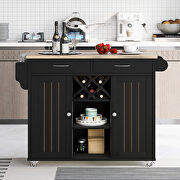 Kitchen island cart with two storage cabinets in black by La Spezia additional picture 16