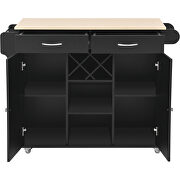 Kitchen island cart with two storage cabinets in black by La Spezia additional picture 4