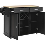 Kitchen island cart with two storage cabinets in black by La Spezia additional picture 10