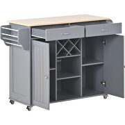 Kitchen island cart with two storage cabinets in gray/ blue by La Spezia additional picture 3