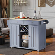 Kitchen island cart with two storage cabinets in gray/ blue by La Spezia additional picture 8