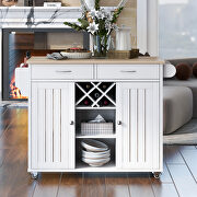 Kitchen island cart with two storage cabinets in white by La Spezia additional picture 8