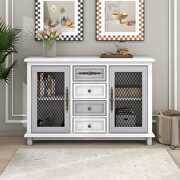 Antique white and gray cabinet with 4 drawers and 2 iron mesh doors by La Spezia additional picture 2