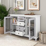 Antique white and gray cabinet with 4 drawers and 2 iron mesh doors by La Spezia additional picture 3