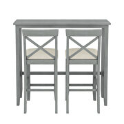 Farmhouse rectangular gray wood bar height dining set with 2 chairs by La Spezia additional picture 3