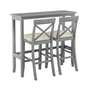 Farmhouse rectangular gray wood bar height dining set with 2 chairs by La Spezia additional picture 9