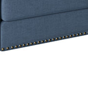 Navy blue classic linen accent chair with bronze nailhead trim by La Spezia additional picture 3