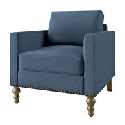 Navy blue classic linen accent chair with bronze nailhead trim by La Spezia additional picture 6