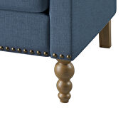 Navy blue classic linen accent chair with bronze nailhead trim by La Spezia additional picture 7
