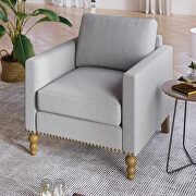 Light gray classic linen accent chair with bronze nailhead trim by La Spezia additional picture 2