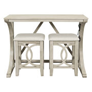 Farmhouse 3-piece counter height dining table set with usb port and upholstered stools in cream by La Spezia additional picture 10