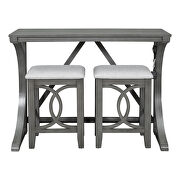 Farmhouse 3-piece counter height dining table set with usb port and upholstered stools in gray by La Spezia additional picture 4