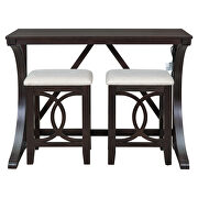 Farmhouse 3-piece counter height dining table set with usb port and upholstered stools in espresso by La Spezia additional picture 4