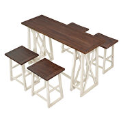 Walnut and cream wood counter height 5-piece dining set: table with 4 stools by La Spezia additional picture 9