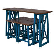 Walnut and blue wood counter height 5-piece dining set: table with 4 stools by La Spezia additional picture 3