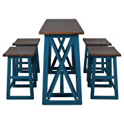 Walnut and blue wood counter height 5-piece dining set: table with 4 stools by La Spezia additional picture 10