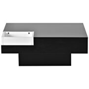 Black modern minimalist design square coffee table with detachable tray and led by La Spezia additional picture 2
