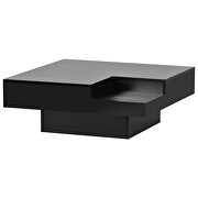Black modern minimalist design square coffee table with detachable tray and led by La Spezia additional picture 3