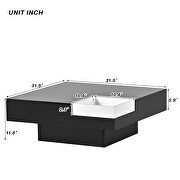 Black modern minimalist design square coffee table with detachable tray and led by La Spezia additional picture 7