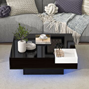 Black modern minimalist design square coffee table with detachable tray and led by La Spezia additional picture 8