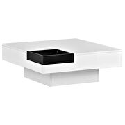 White modern minimalist design square coffee table with detachable tray and led by La Spezia additional picture 2