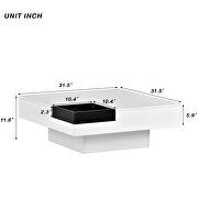 White modern minimalist design square coffee table with detachable tray and led by La Spezia additional picture 11