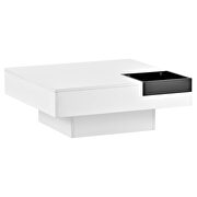 White modern minimalist design square coffee table with detachable tray and led by La Spezia additional picture 12