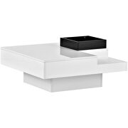 White modern minimalist design square coffee table with detachable tray and led by La Spezia additional picture 15