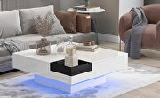 White modern minimalist design square coffee table with detachable tray and led by La Spezia additional picture 16