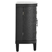 Black wooden u-style accent storage cabinet with antique pattern doors by La Spezia additional picture 2