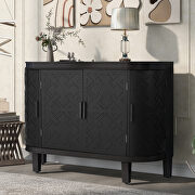 Black wooden u-style accent storage cabinet with antique pattern doors by La Spezia additional picture 3