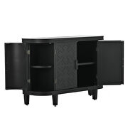Black wooden u-style accent storage cabinet with antique pattern doors by La Spezia additional picture 8