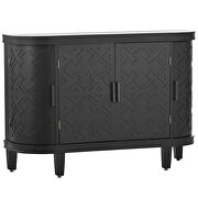 Black wooden u-style accent storage cabinet with antique pattern doors by La Spezia additional picture 9