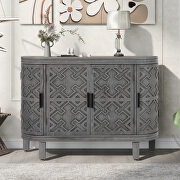 Antique gray wooden u-style accent storage cabinet with antique pattern doors by La Spezia additional picture 3