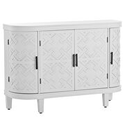 White wooden u-style accent storage cabinet with antique pattern doors by La Spezia additional picture 2