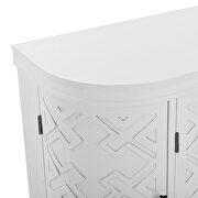 White wooden u-style accent storage cabinet with antique pattern doors by La Spezia additional picture 4