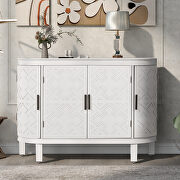 White wooden u-style accent storage cabinet with antique pattern doors by La Spezia additional picture 5