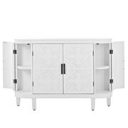 White wooden u-style accent storage cabinet with antique pattern doors by La Spezia additional picture 7