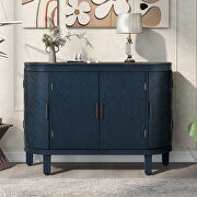 Navy blue wooden u-style accent storage cabinet with antique pattern doors by La Spezia additional picture 3