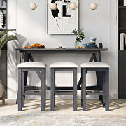 Gray dining bar table set with 3 upholstered stools in cream by La Spezia additional picture 8