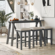 Gray dining bar table set with 3 upholstered stools in cream by La Spezia additional picture 9
