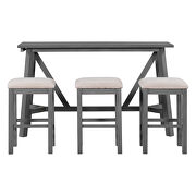 Gray dining bar table set with 3 upholstered stools in cream by La Spezia additional picture 10