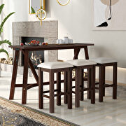 Dark walnut dining bar table set with 3 upholstered stools in cream by La Spezia additional picture 7
