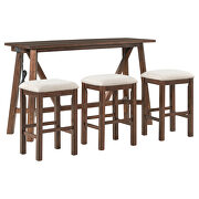 Dark walnut dining bar table set with 3 upholstered stools in cream by La Spezia additional picture 9