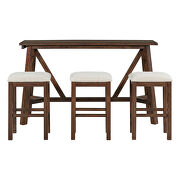 Dark walnut dining bar table set with 3 upholstered stools in cream by La Spezia additional picture 10