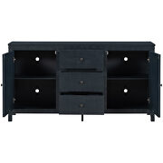 Retro solid wood buffet cabinet with 2 storage cabinets in antique black by La Spezia additional picture 11