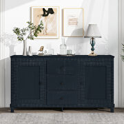 Retro solid wood buffet cabinet with 2 storage cabinets in antique black by La Spezia additional picture 13