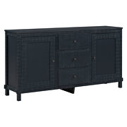 Retro solid wood buffet cabinet with 2 storage cabinets in antique black by La Spezia additional picture 4